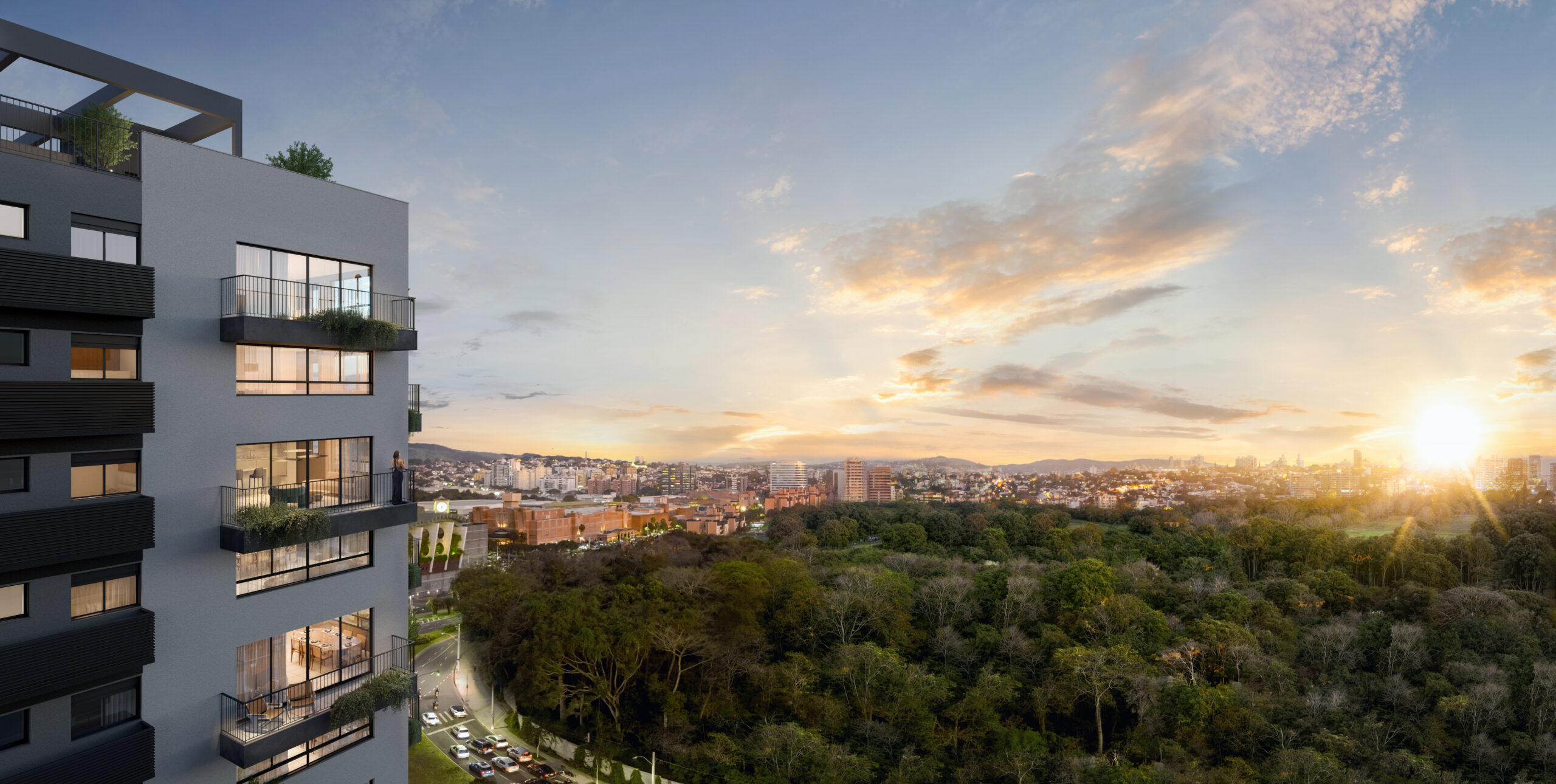 Edifício de alto padrão em Porto Alegre com vista para o parque